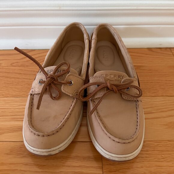 Sperry Women's Starfish 1-Eye Palm Embossed Boat Shoe in Tan - Picture 2 of 4